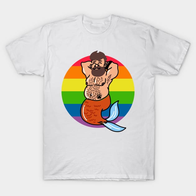 Gay bear merman with lgbtq flag T-Shirt by Sgrel-art